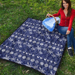 Blue Summer Coconut Pattern Print Quilt