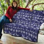 Blue Summer Coconut Pattern Print Quilt