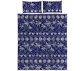 Blue Summer Coconut Pattern Print Quilt Bed Set