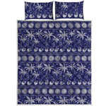 Blue Summer Coconut Pattern Print Quilt Bed Set