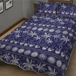 Blue Summer Coconut Pattern Print Quilt Bed Set