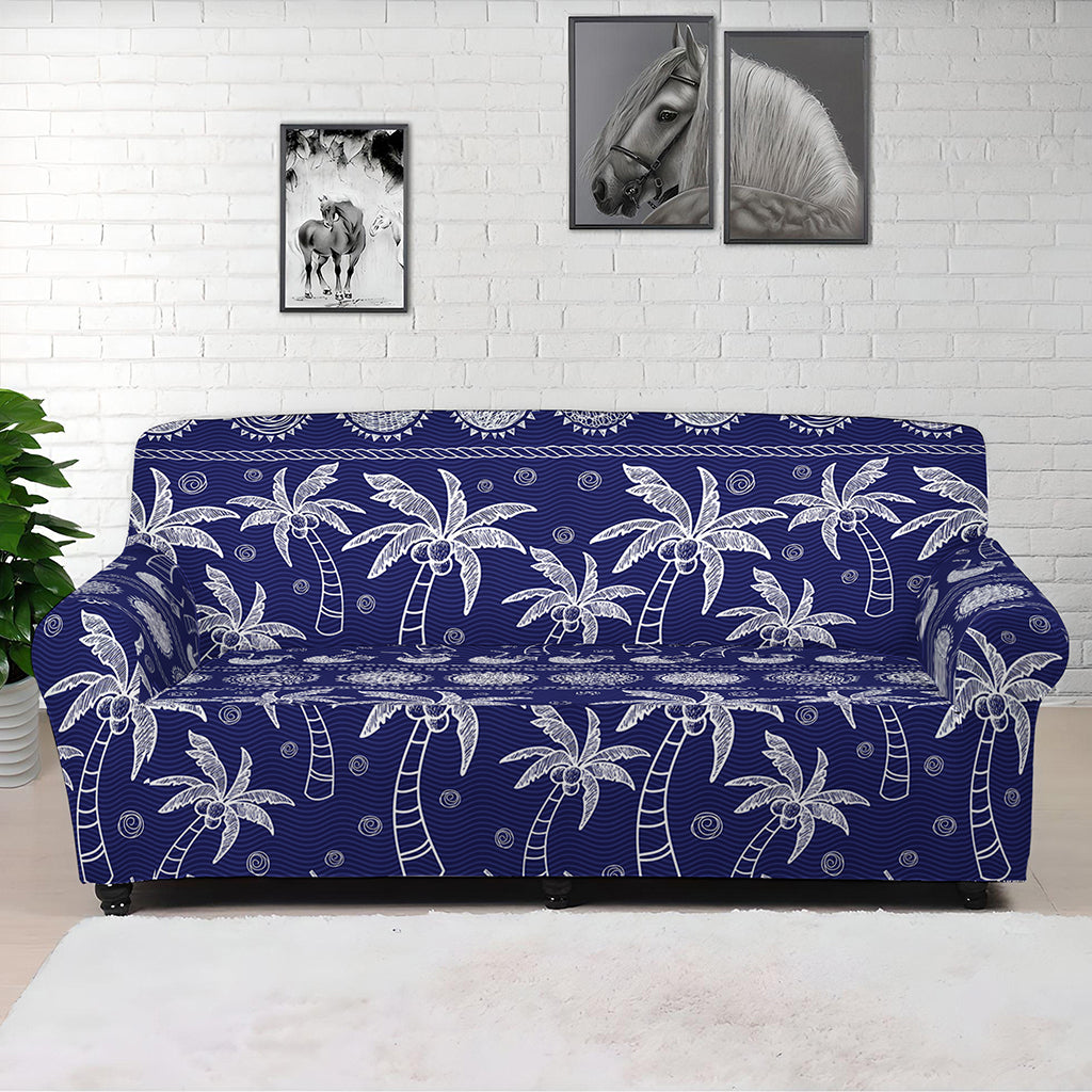Blue Summer Coconut Pattern Print Sofa Cover