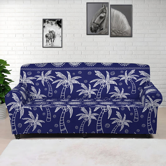 Blue Summer Coconut Pattern Print Sofa Cover