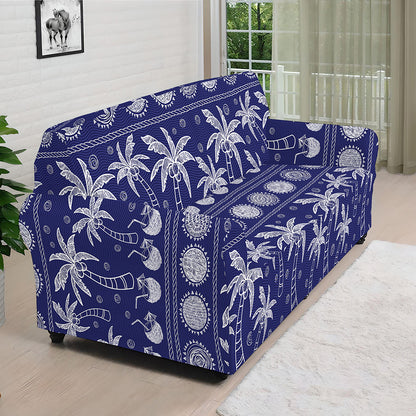 Blue Summer Coconut Pattern Print Sofa Cover