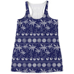 Blue Summer Coconut Pattern Print Women's Racerback Tank Top