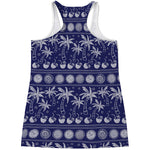 Blue Summer Coconut Pattern Print Women's Racerback Tank Top