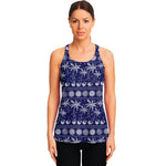 Blue Summer Coconut Pattern Print Women's Racerback Tank Top