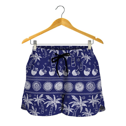 Blue Summer Coconut Pattern Print Women's Shorts