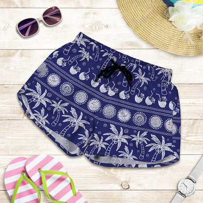 Blue Summer Coconut Pattern Print Women's Shorts