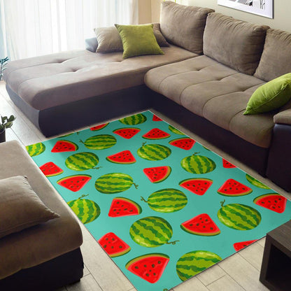 Blue Summer Watermelon Pattern Print Area Rug GearFrost