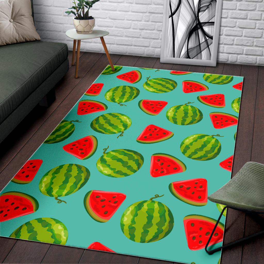 Blue Summer Watermelon Pattern Print Area Rug GearFrost