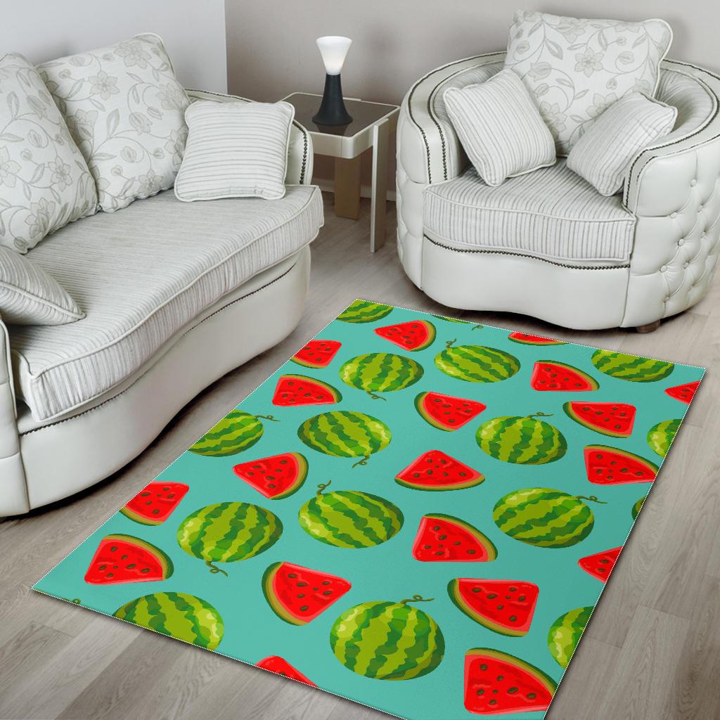 Blue Summer Watermelon Pattern Print Area Rug GearFrost