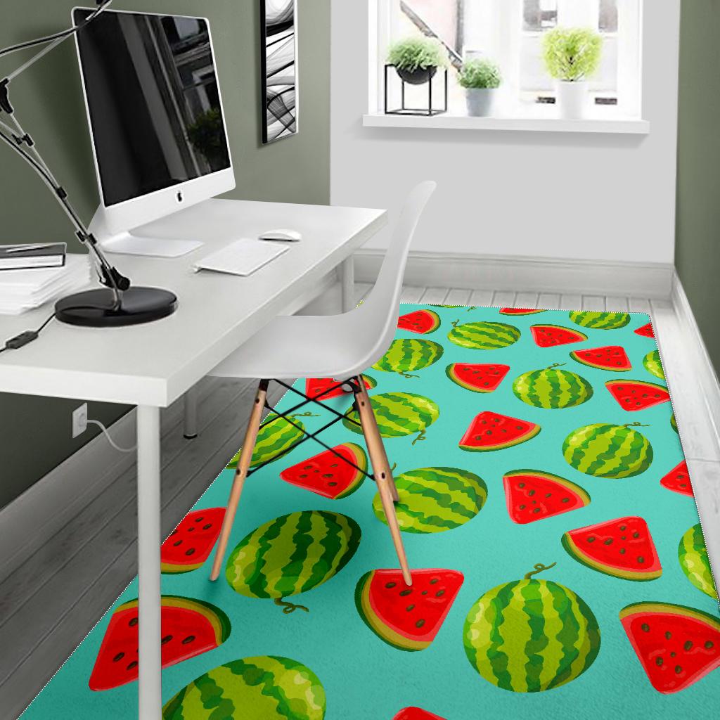 Blue Summer Watermelon Pattern Print Area Rug GearFrost