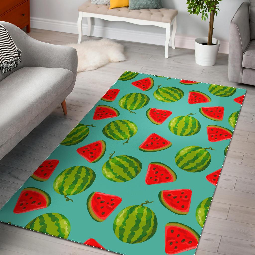 Blue Summer Watermelon Pattern Print Area Rug GearFrost