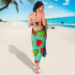 Blue Summer Watermelon Pattern Print Beach Sarong Wrap