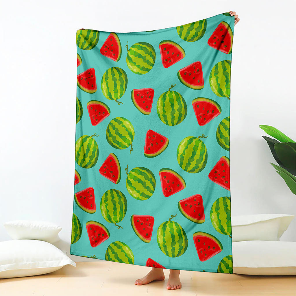 Blue Summer Watermelon Pattern Print Blanket