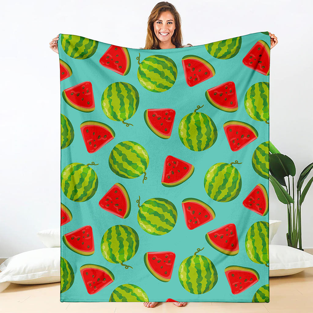 Blue Summer Watermelon Pattern Print Blanket