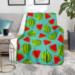 Blue Summer Watermelon Pattern Print Blanket