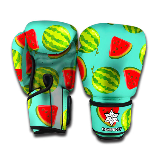 Blue Summer Watermelon Pattern Print Boxing Gloves