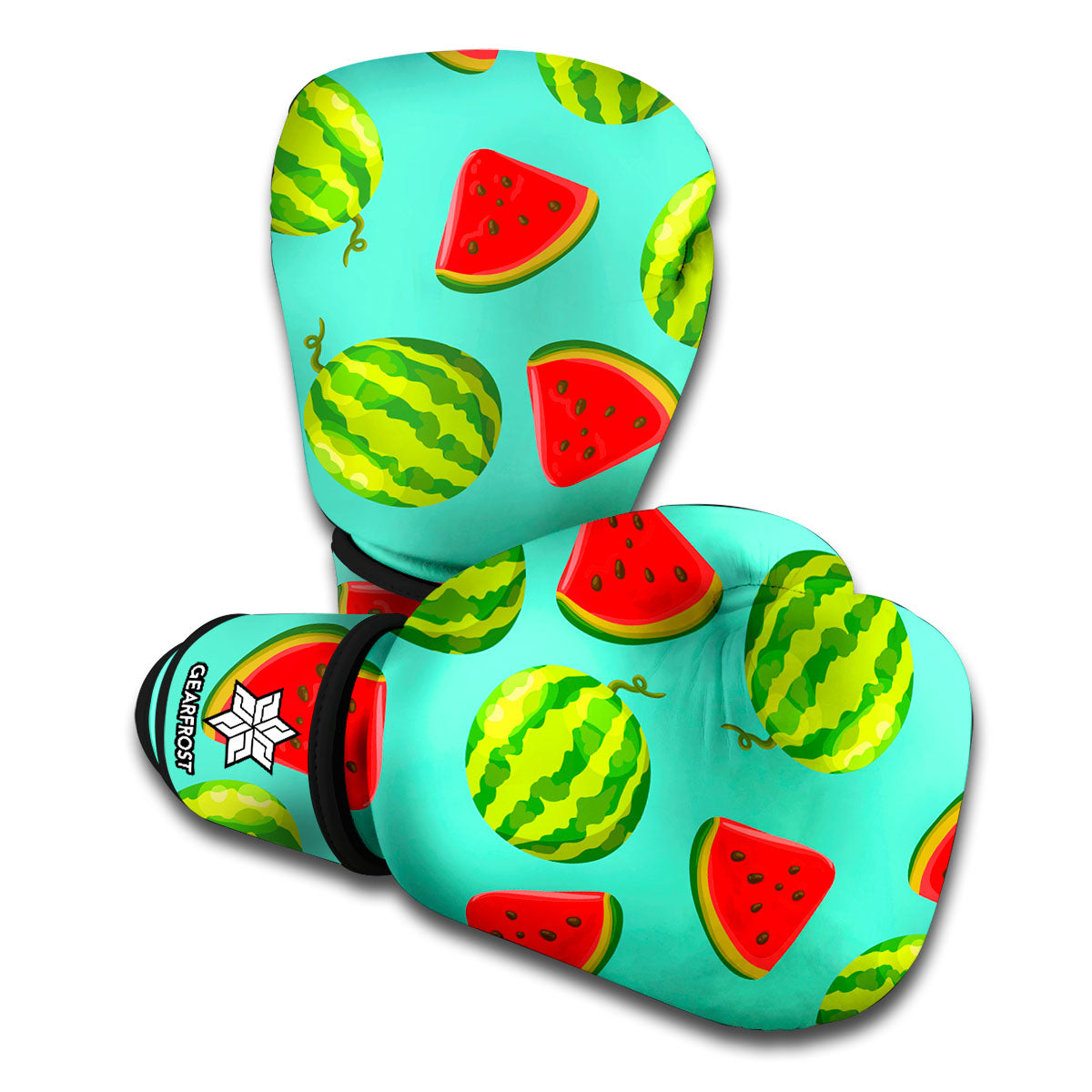 Blue Summer Watermelon Pattern Print Boxing Gloves