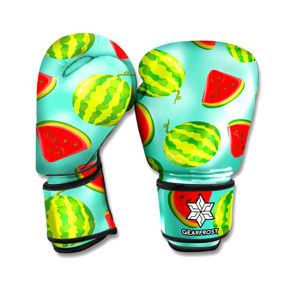 Blue Summer Watermelon Pattern Print Boxing Gloves
