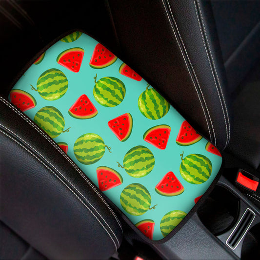 Blue Summer Watermelon Pattern Print Car Center Console Cover