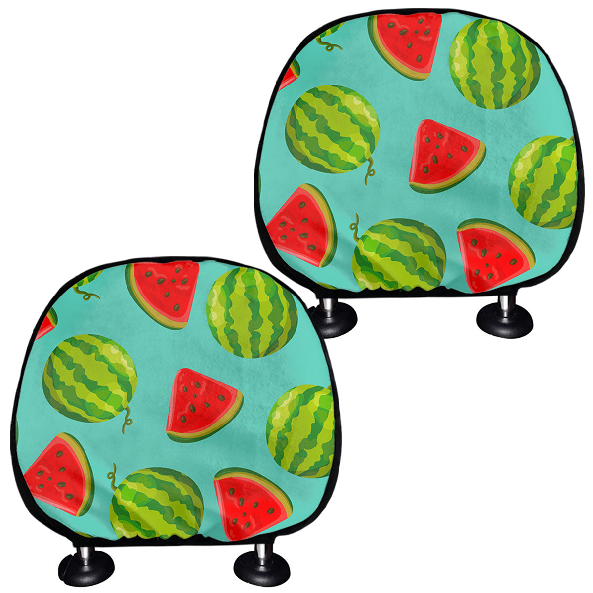 Blue Summer Watermelon Pattern Print Car Headrest Covers