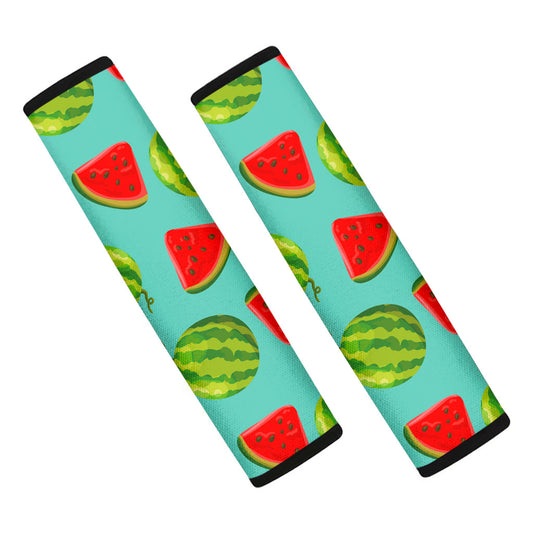 Blue Summer Watermelon Pattern Print Car Seat Belt Covers