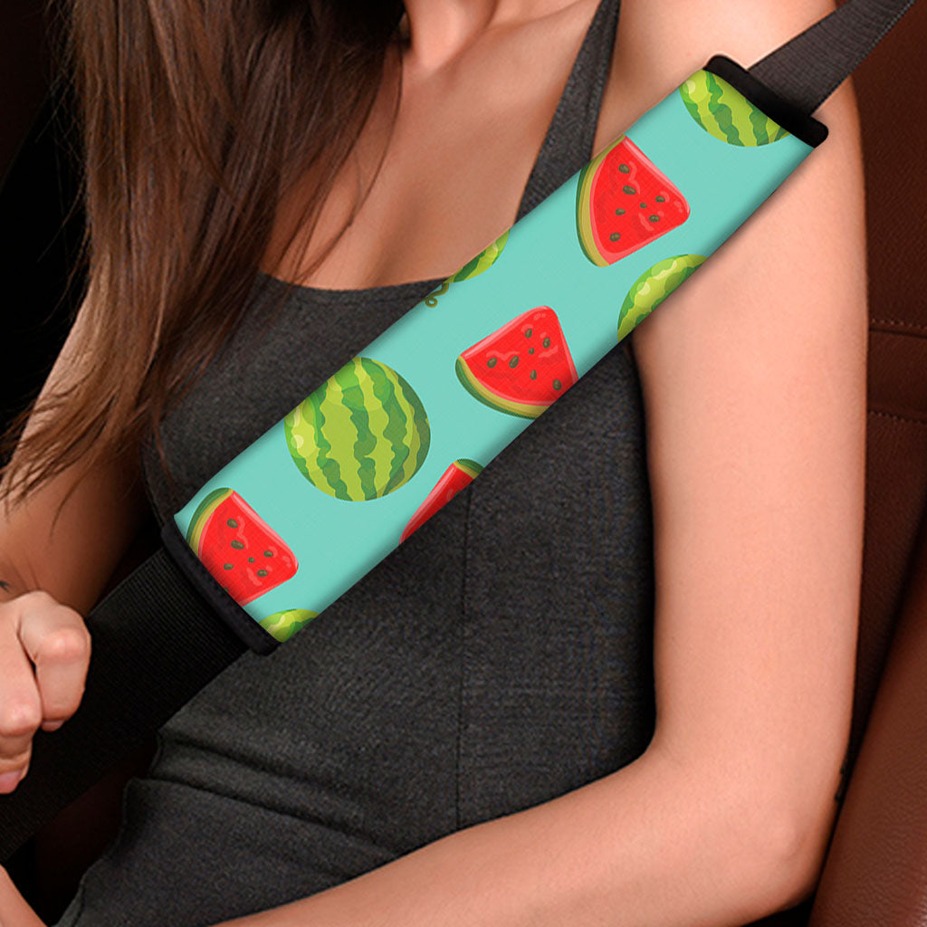 Blue Summer Watermelon Pattern Print Car Seat Belt Covers