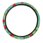 Blue Summer Watermelon Pattern Print Car Steering Wheel Cover