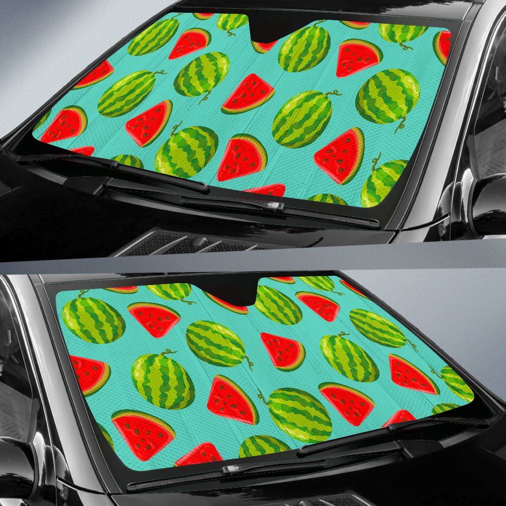 Blue Summer Watermelon Pattern Print Car Sun Shade GearFrost