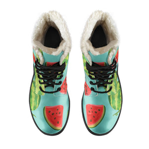 Blue Summer Watermelon Pattern Print Comfy Boots GearFrost