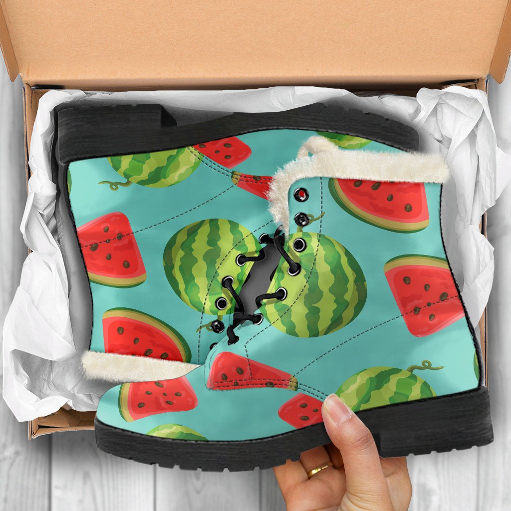 Blue Summer Watermelon Pattern Print Comfy Boots GearFrost