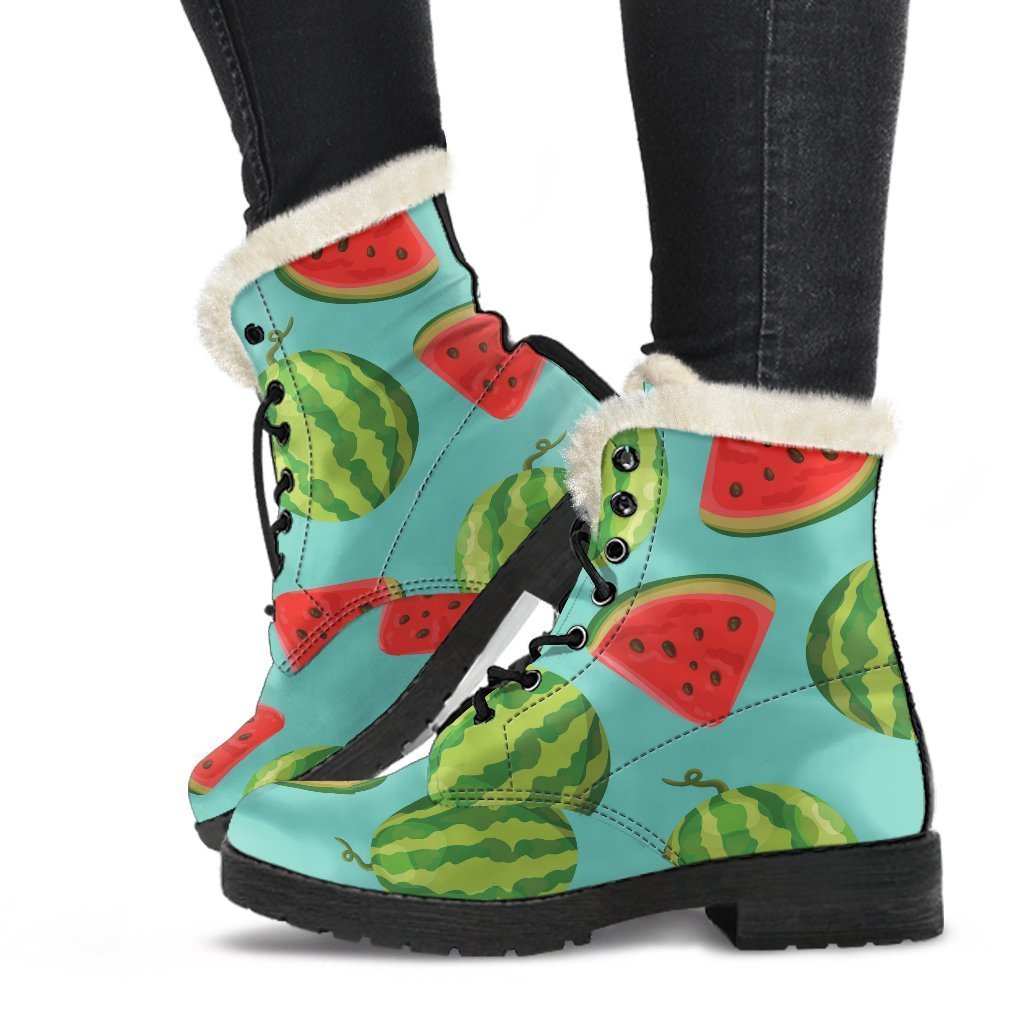 Blue Summer Watermelon Pattern Print Comfy Boots GearFrost