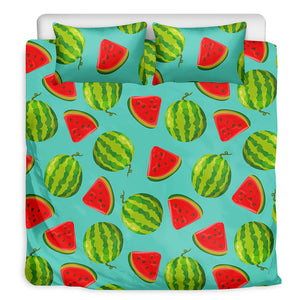 Blue Summer Watermelon Pattern Print Duvet Cover Bedding Set
