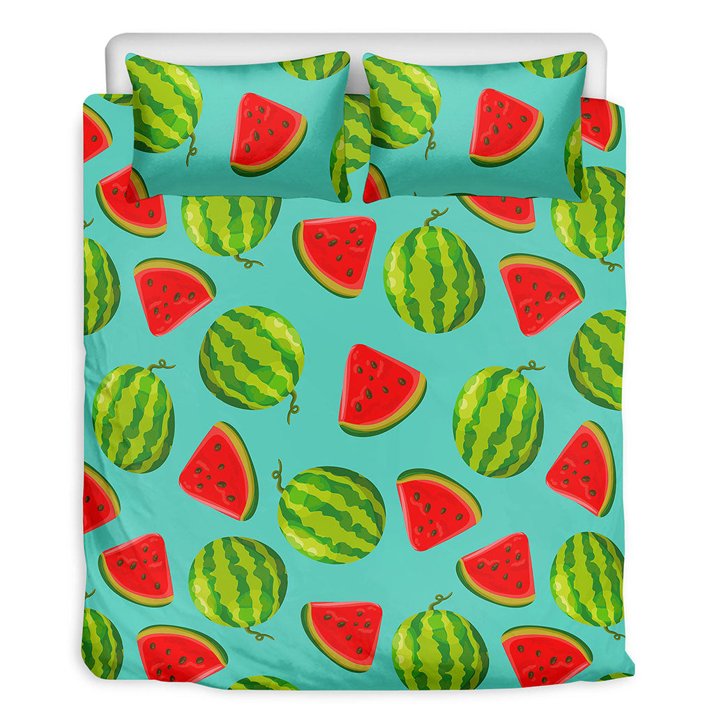 Blue Summer Watermelon Pattern Print Duvet Cover Bedding Set