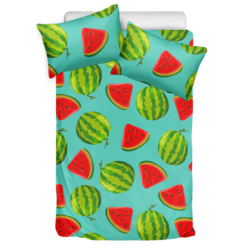 Blue Summer Watermelon Pattern Print Duvet Cover Bedding Set