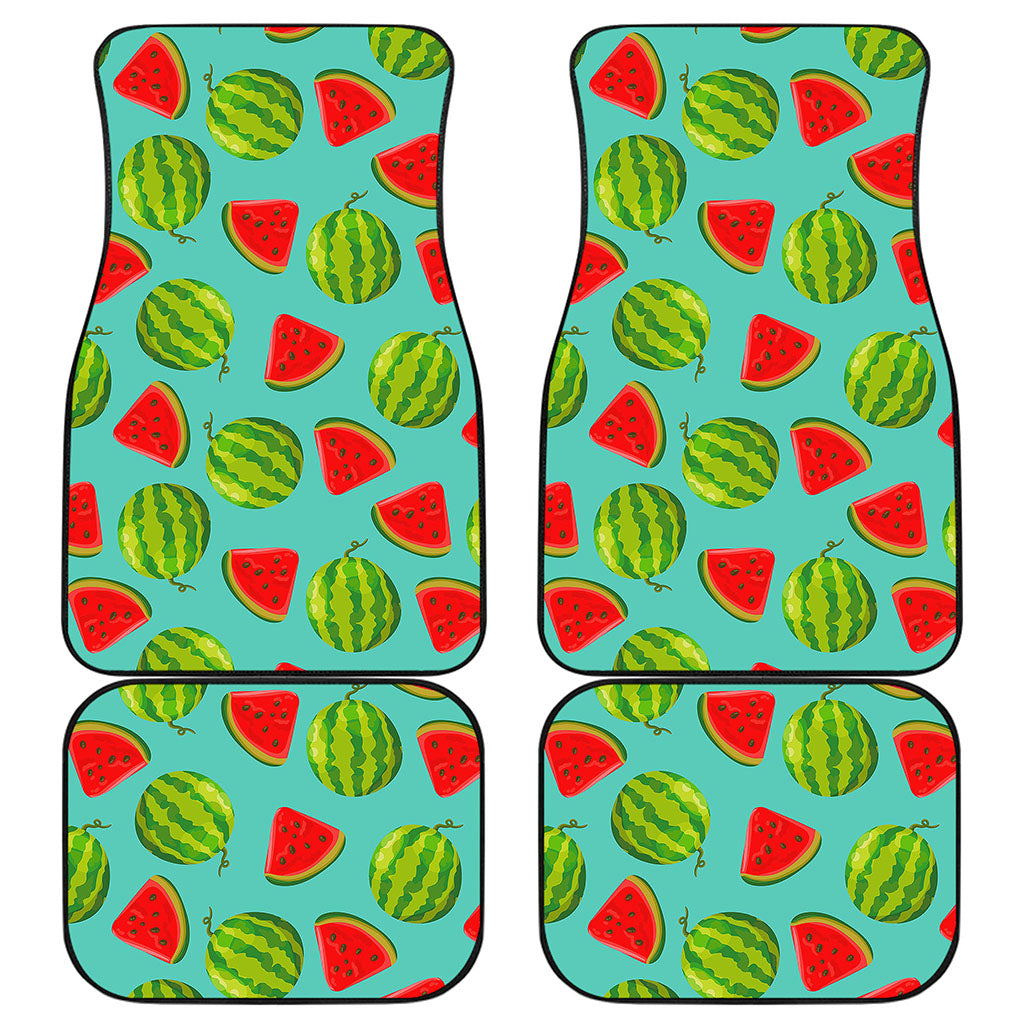 Blue Summer Watermelon Pattern Print Front and Back Car Floor Mats