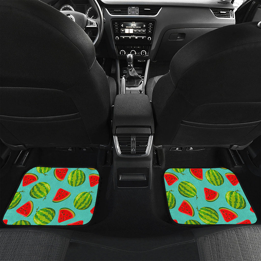 Blue Summer Watermelon Pattern Print Front and Back Car Floor Mats