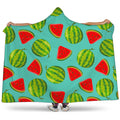 Blue Summer Watermelon Pattern Print Hooded Blanket