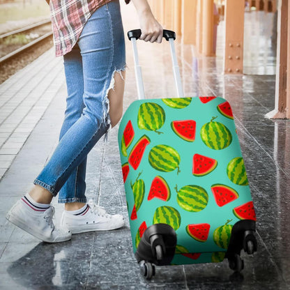 Blue Summer Watermelon Pattern Print Luggage Cover GearFrost