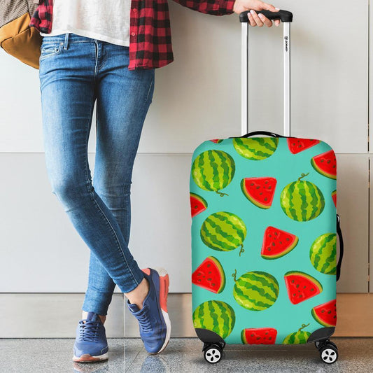 Blue Summer Watermelon Pattern Print Luggage Cover GearFrost