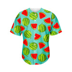 Blue Summer Watermelon Pattern Print Men's Baseball Jersey