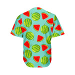 Blue Summer Watermelon Pattern Print Men's Baseball Jersey