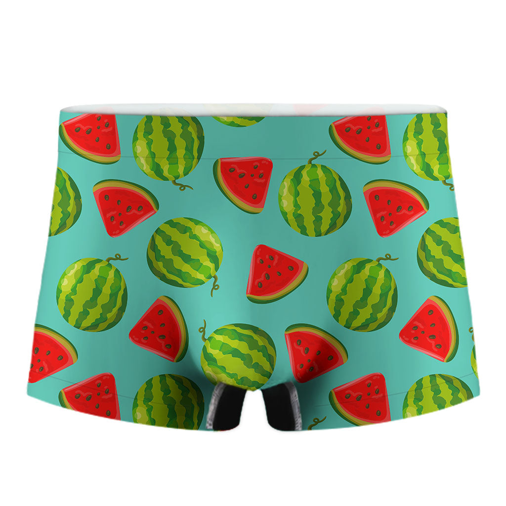 Blue Summer Watermelon Pattern Print Men's Boxer Briefs
