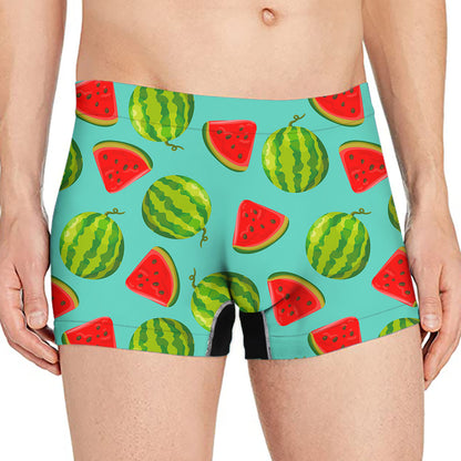 Blue Summer Watermelon Pattern Print Men's Boxer Briefs