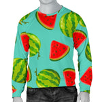 Blue Summer Watermelon Pattern Print Men's Crewneck Sweatshirt GearFrost