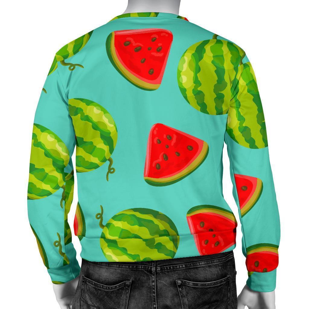 Blue Summer Watermelon Pattern Print Men's Crewneck Sweatshirt GearFrost