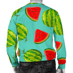 Blue Summer Watermelon Pattern Print Men's Crewneck Sweatshirt GearFrost