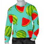 Blue Summer Watermelon Pattern Print Men's Crewneck Sweatshirt GearFrost